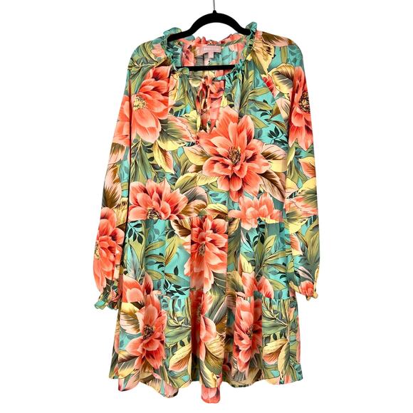 Show Me Your Mumu Size Large Birdie Mini Floral Dress Pink, Orange, Green NWOT - Picture 1 of 16